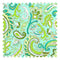 Paisley Party Fabric in Teal and Green on Mint