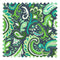 Paisley Party Fabric in Teal and Green on Navy