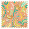 Paisley Party Fabric in Yellow and Teal on Coral