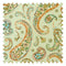 Paisley Passion Fabric in Orange and Green on Light Green with Gold