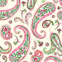 Paisley Passion Wallpaper in Pinks and Forest Green on Cream