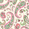 Paisley Passion Wallpaper in Pinks and Forest Green on Cream