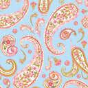 Paisley Passion Wallpaper in Pinks and Soft Green on Sky Blue