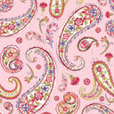 Paisley Passion Wallpaper in Reds and Soft Green on Pink
