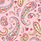 Paisley Passion Wallpaper in Reds and Soft Green on Pink