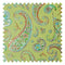 Paisley Passion Fabric in Turquoise and Orange on Lime with Gold