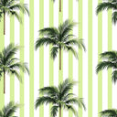 Palm Stripe Wallpaper in Lime Green and White