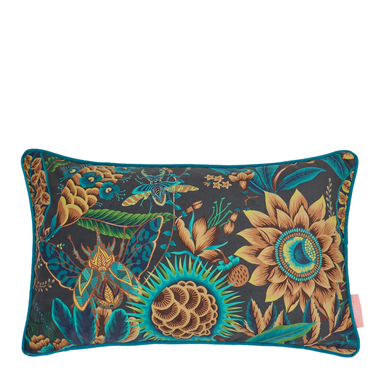Pandora Bolster Cushion in Emerald, Teal and Ochre