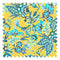 Petal Prowl Fabric in Blues on Mustard
