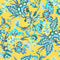 Petal Prowl Wallpaper in Blues on Mustard