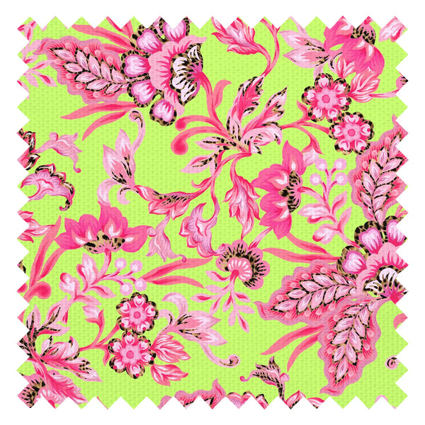 Petal Prowl Fabric in Hot Pink on Lime