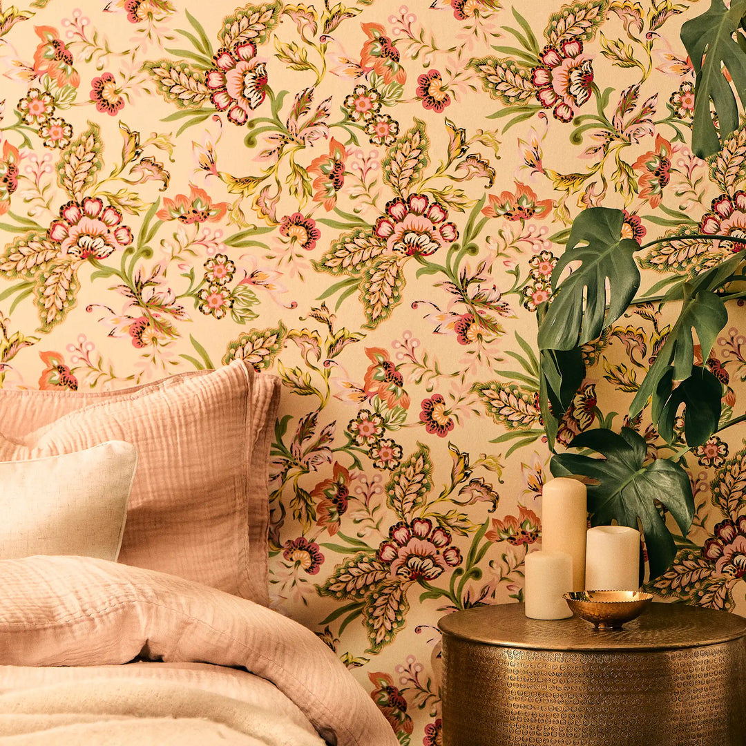 Petal Prowl Wallpaper in Multicoloured on Cream