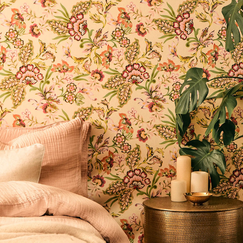 Petal Prowl Wallpaper in Multicoloured on Cream
