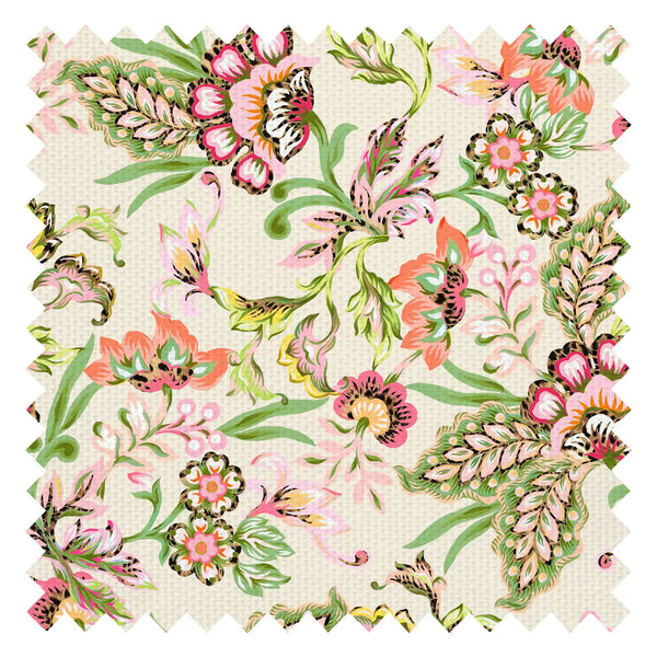 Petal Prowl Fabric in Multicoloured on Cream