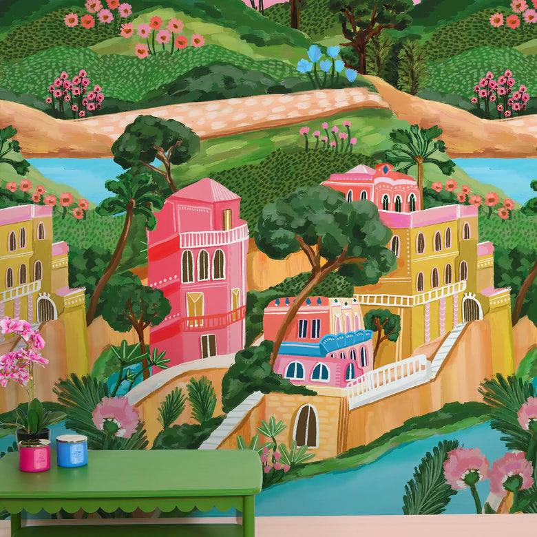 Portofino Dreams Wallpaper in Multicoloured