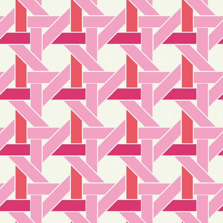 Rattan Resort Wallpaper in Candy Pink and Red