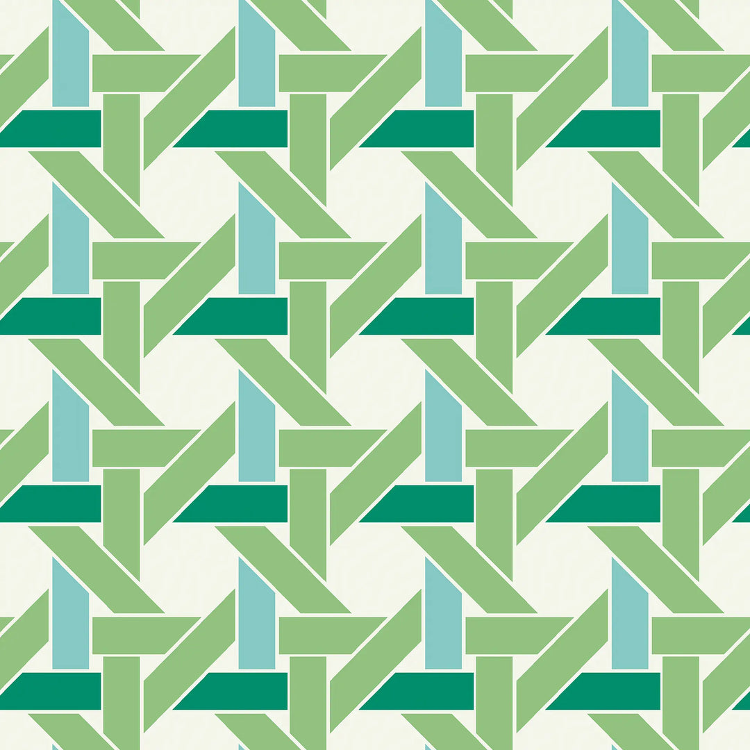 Rattan Resort Wallpaper in Green and Turquoise
