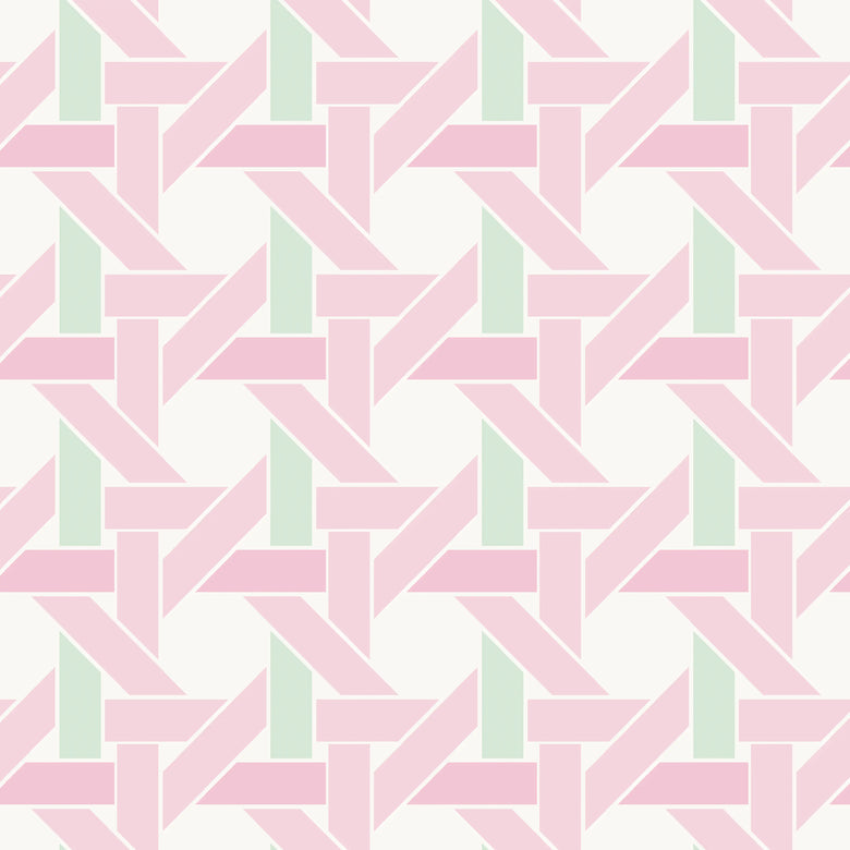 Rattan Resort Wallpaper in Pink and Mint