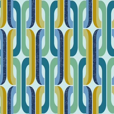 Retro Links Wallpaper in Blues and Yellows
