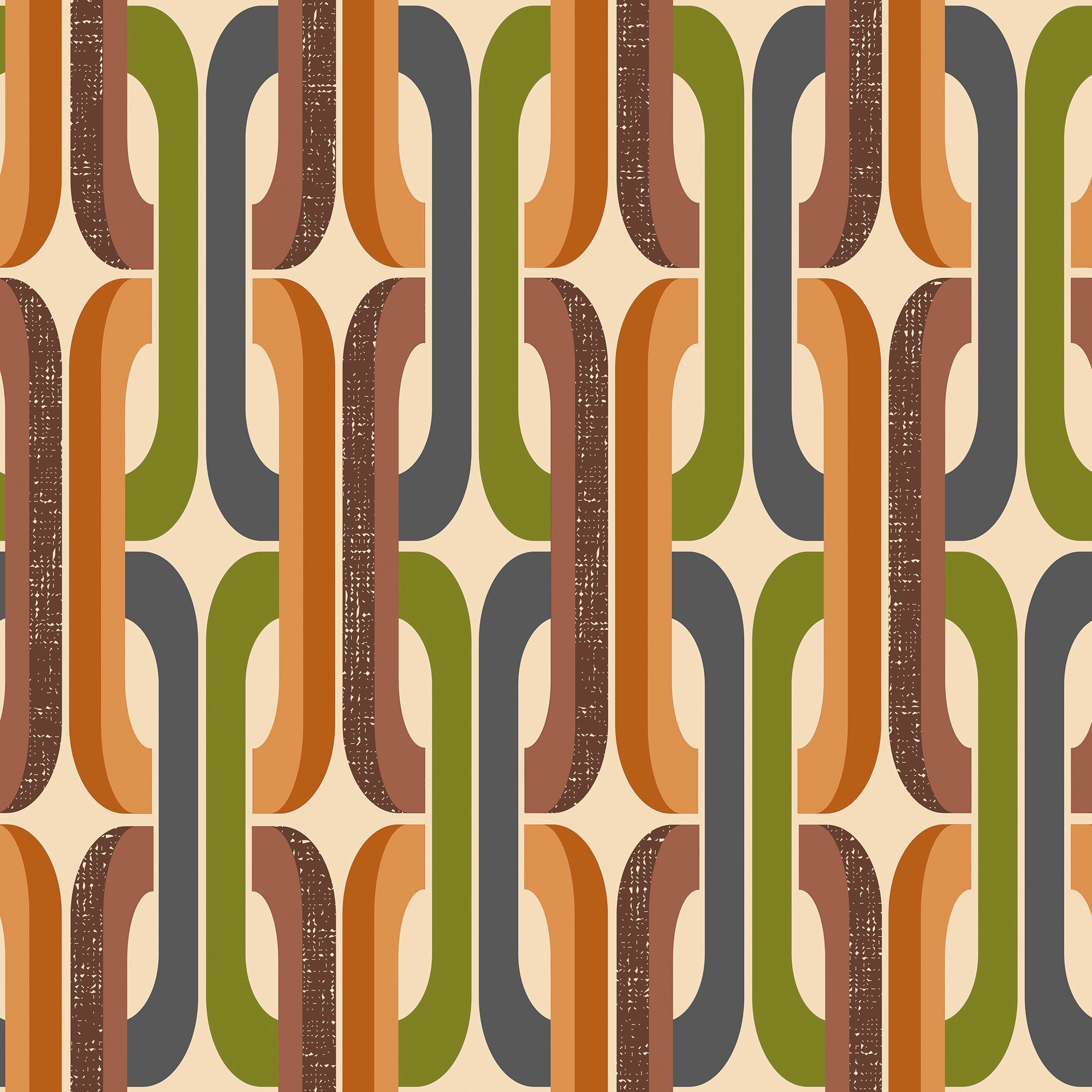 Retro Links Wallpaper in Orange and Avocado