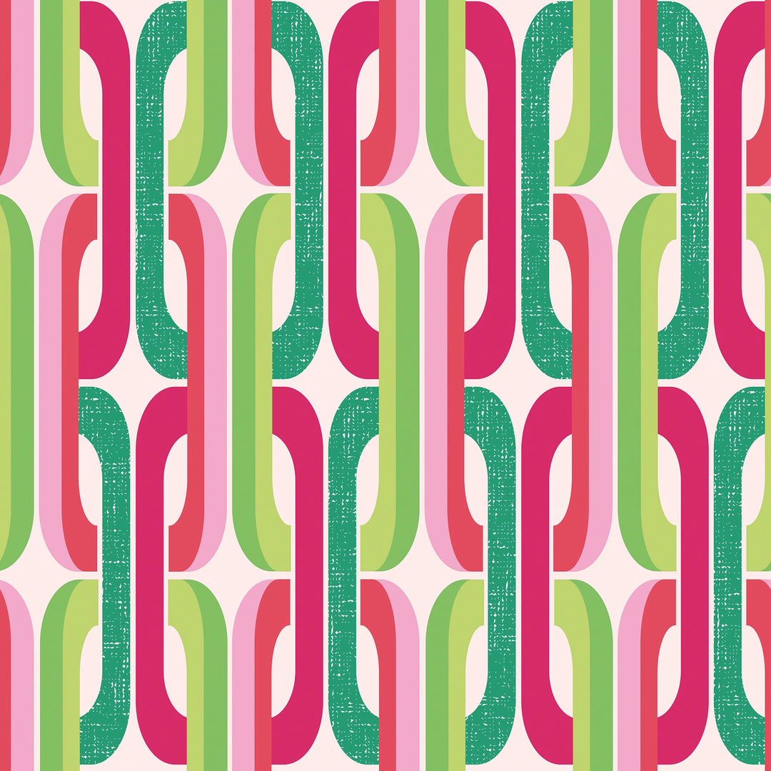 Retro Links Wallpaper in Pinks and Apple Greens