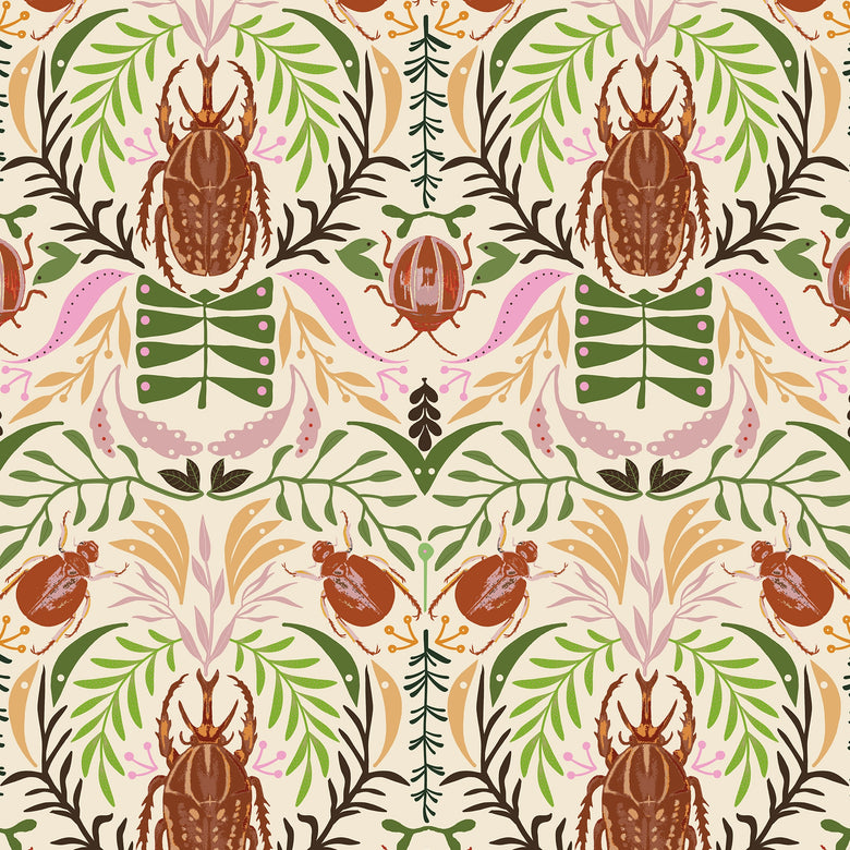 Sacred Scarabs Wallpaper in Blush on The Cat that Licked the Cream