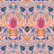 Sacred Scarabs Wallpaper in Hot Pink on Sweet Pink