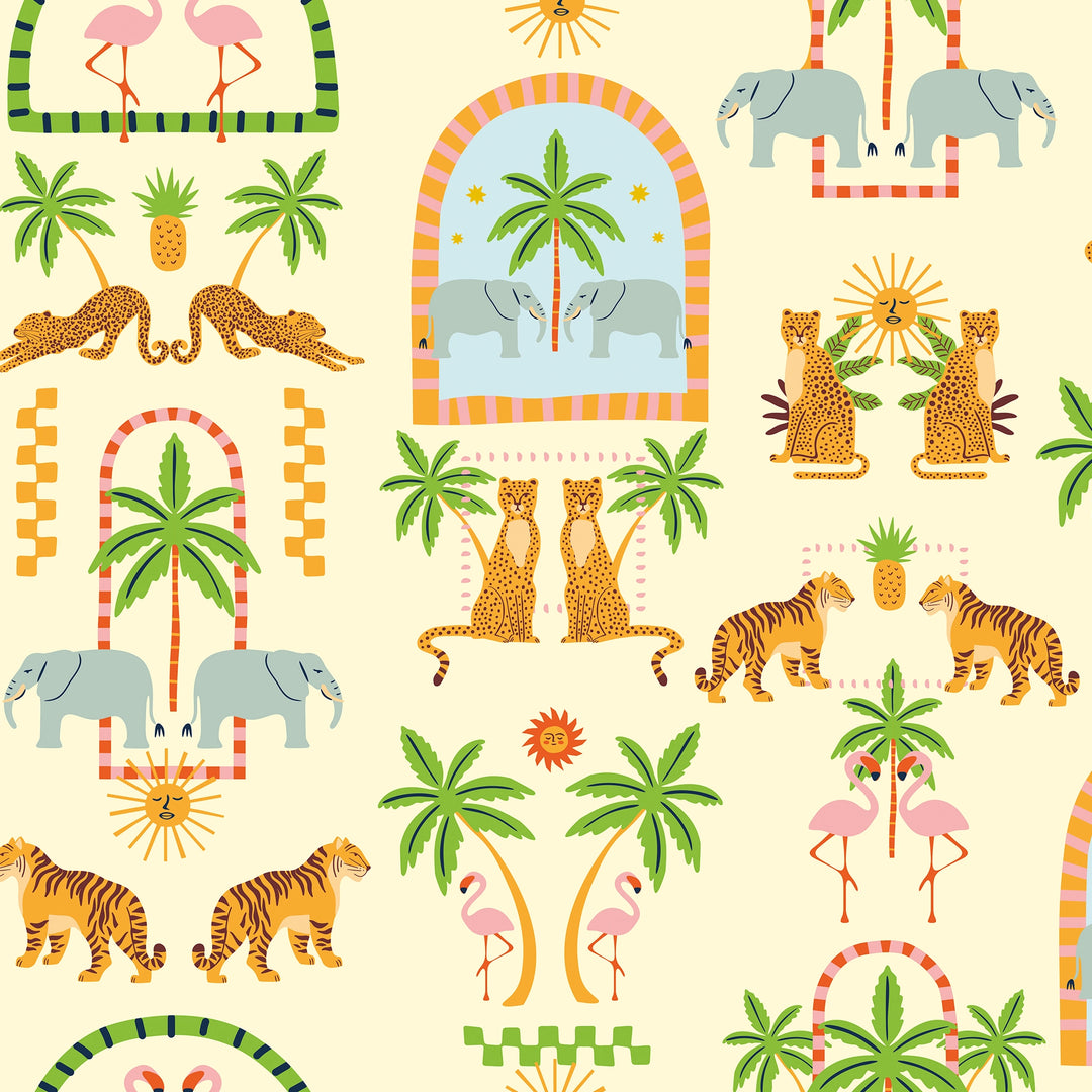 Safari So-Goodie Wallpaper on Butter Yellow