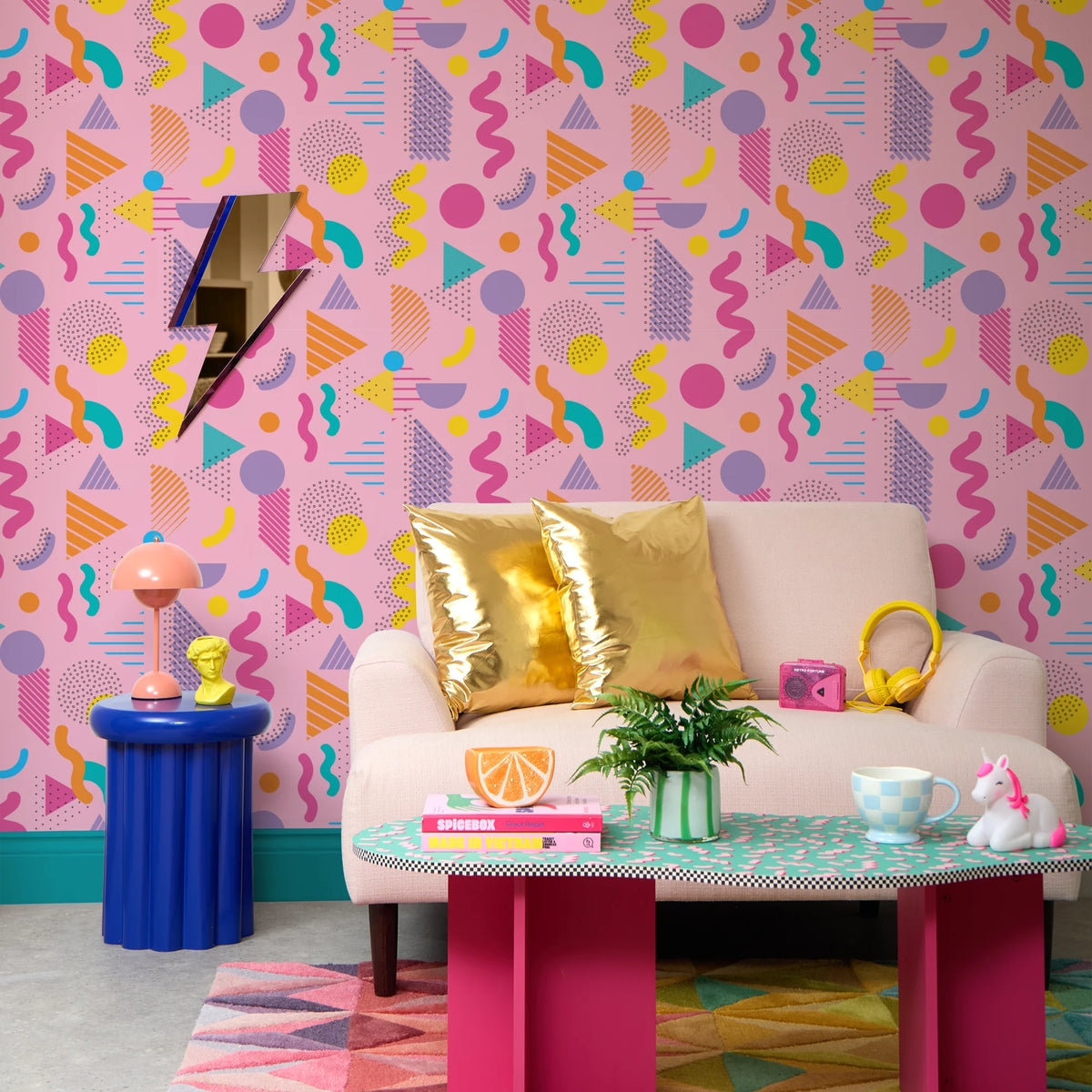 Saved By The Pattern Wallpaper In Electric Brights On Bubblegum Pink 