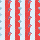 Seashell Stripe Wallpaper in Red and Sky Blue