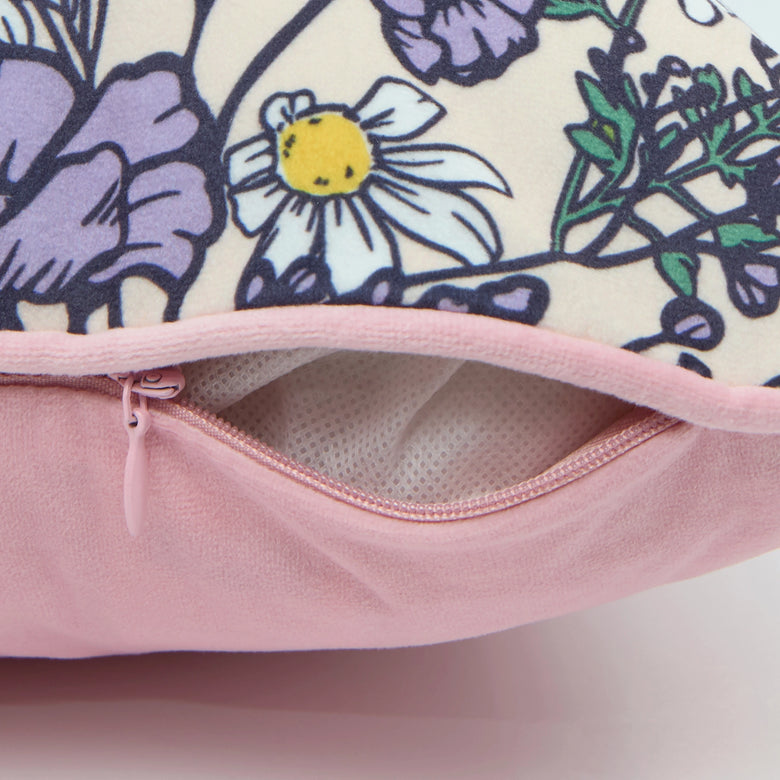 She's a Wildflower Bolster Cushion in Brights on Vintage Cream