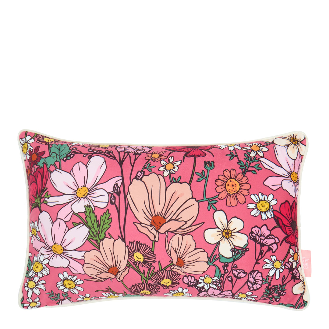 She's a Wildflower Bolster Cushion in Rose Pink
