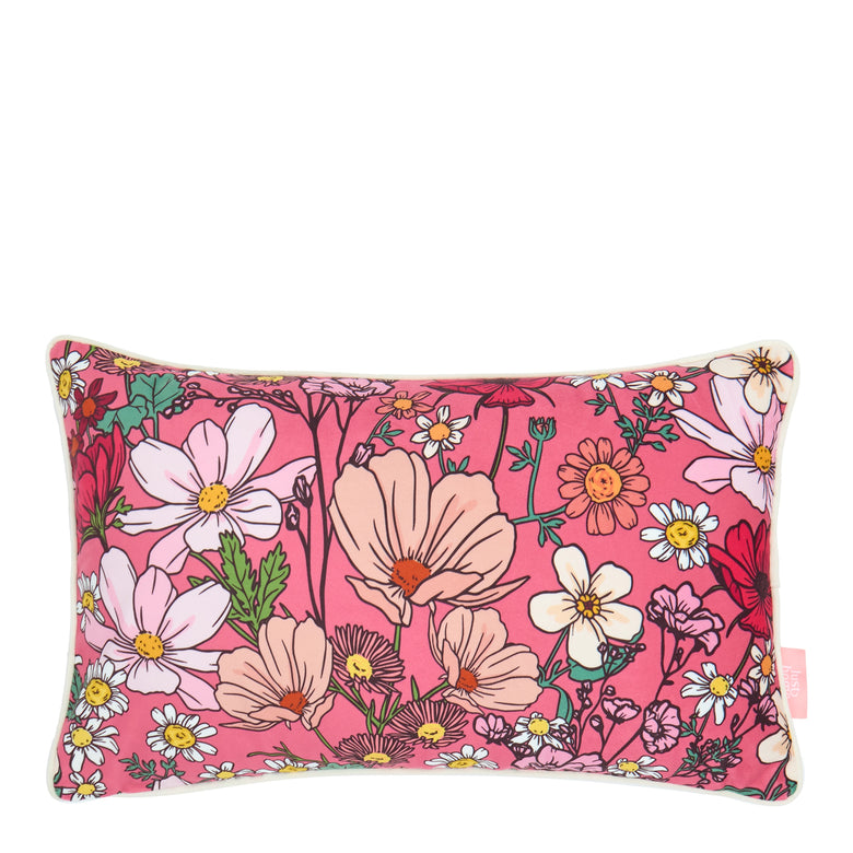 She's a Wildflower Bolster Cushion in Rose Pink
