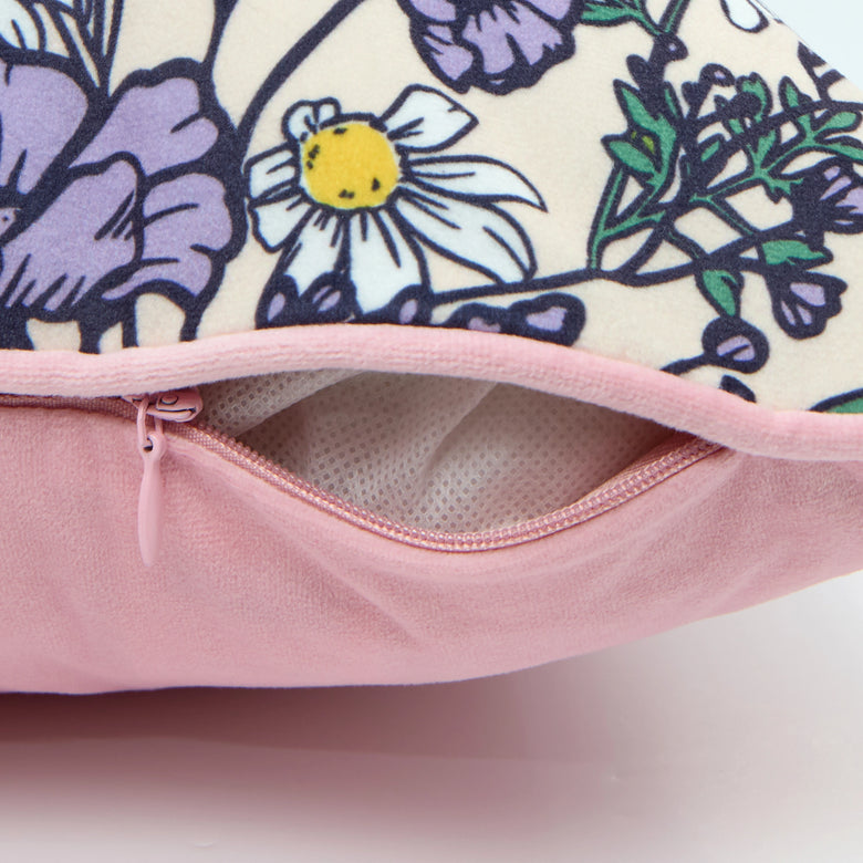 She's a Wildflower Square Cushion in Brights on Vintage Cream