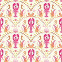 She's our Lobster Wallpaper in Pink and Orange on Cream