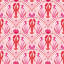 She's our Lobster Wallpaper in Red and Hot Pink on Pink