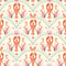 She's our Lobster Wallpaper in Terracotta and Greens on Cream
