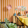 Signature Stripe Wallpaper in Candy Floss and Cinnamon