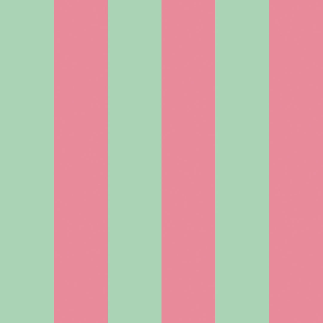 Sample of Signature Stripe Wallpaper in Dusky Pink and Green