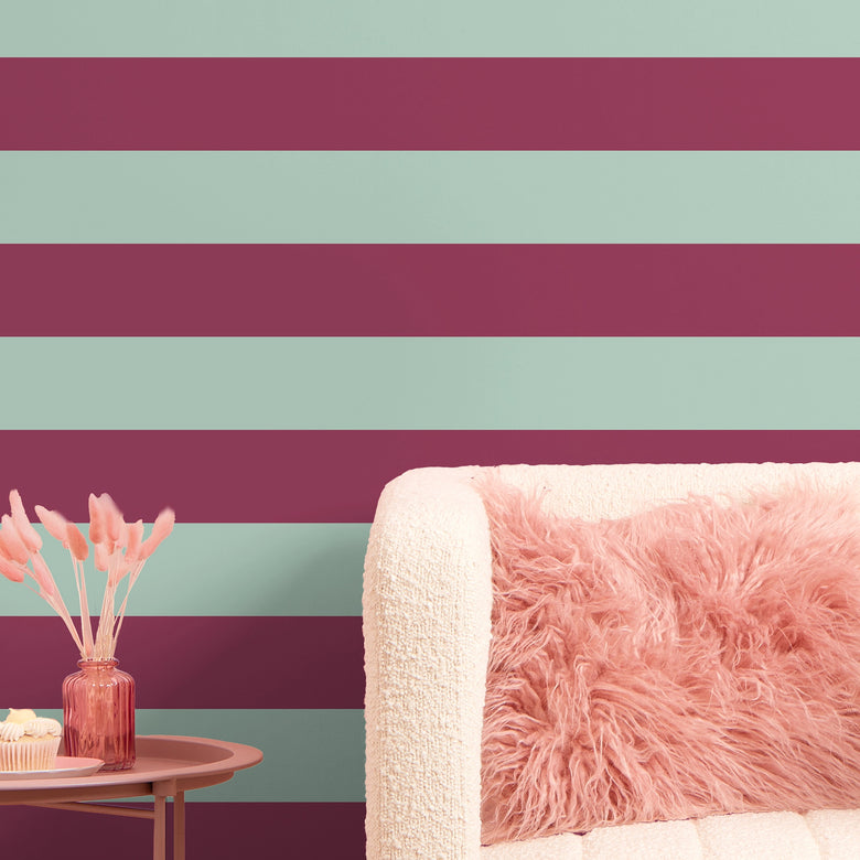 Signature Stripe Wallpaper in Berry Red and Elderflower Green