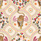 Silent Hunter Wallpaper in Pink and Orange on Cream