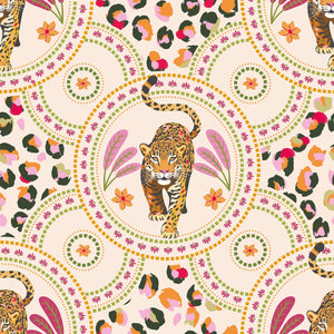 Silent Hunter Wallpaper in Pink and Orange on Cream