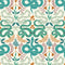 Slithering Snake Wallpaper in Greens and Orange on Vintage Cream