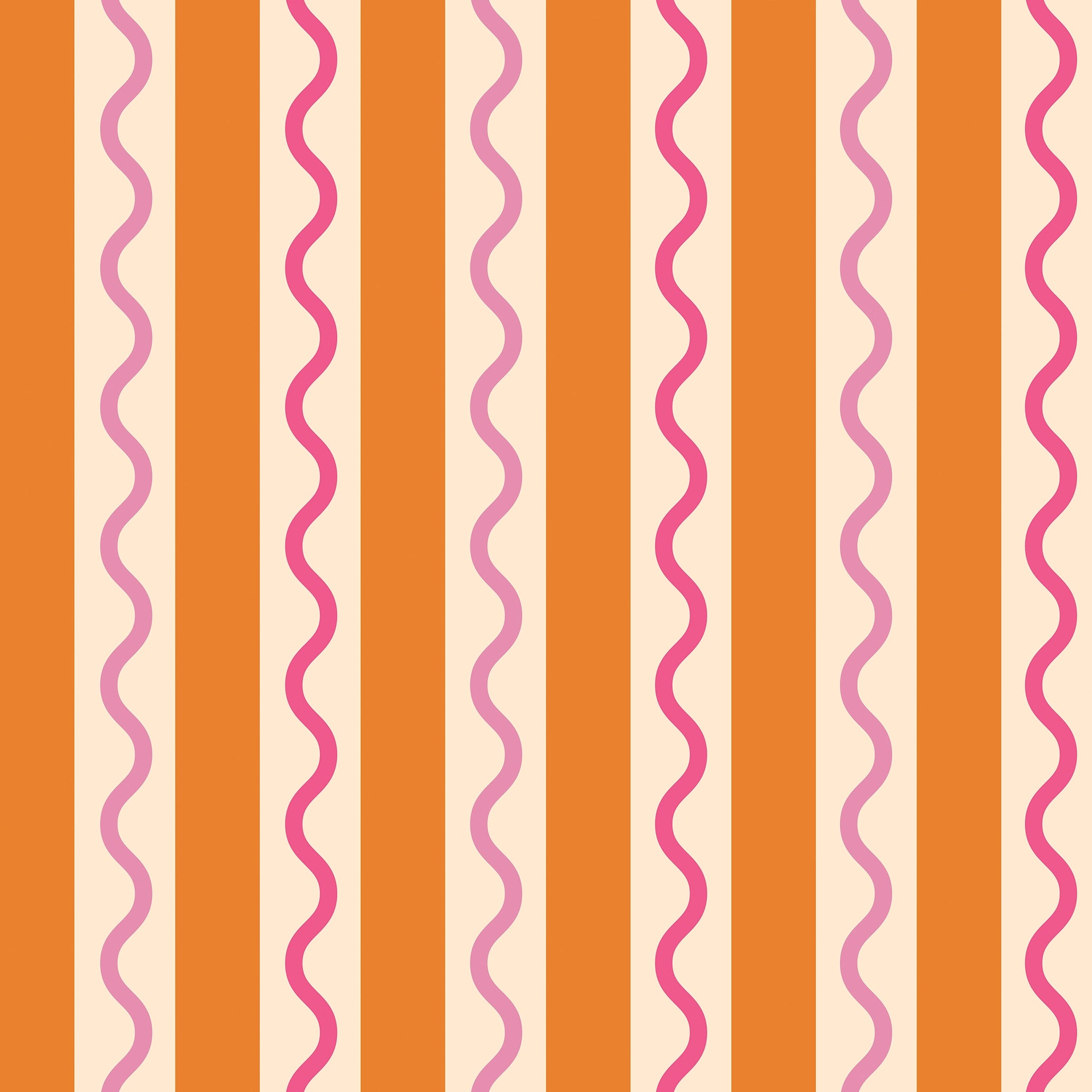 Straight & Wiggle Wallpaper in Raspberry and Orange Fizz