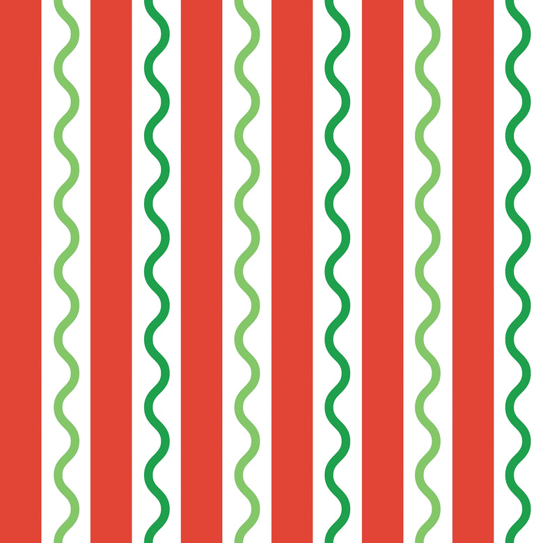 Straight and Wiggle Wallpaper in Berry and Apple Green