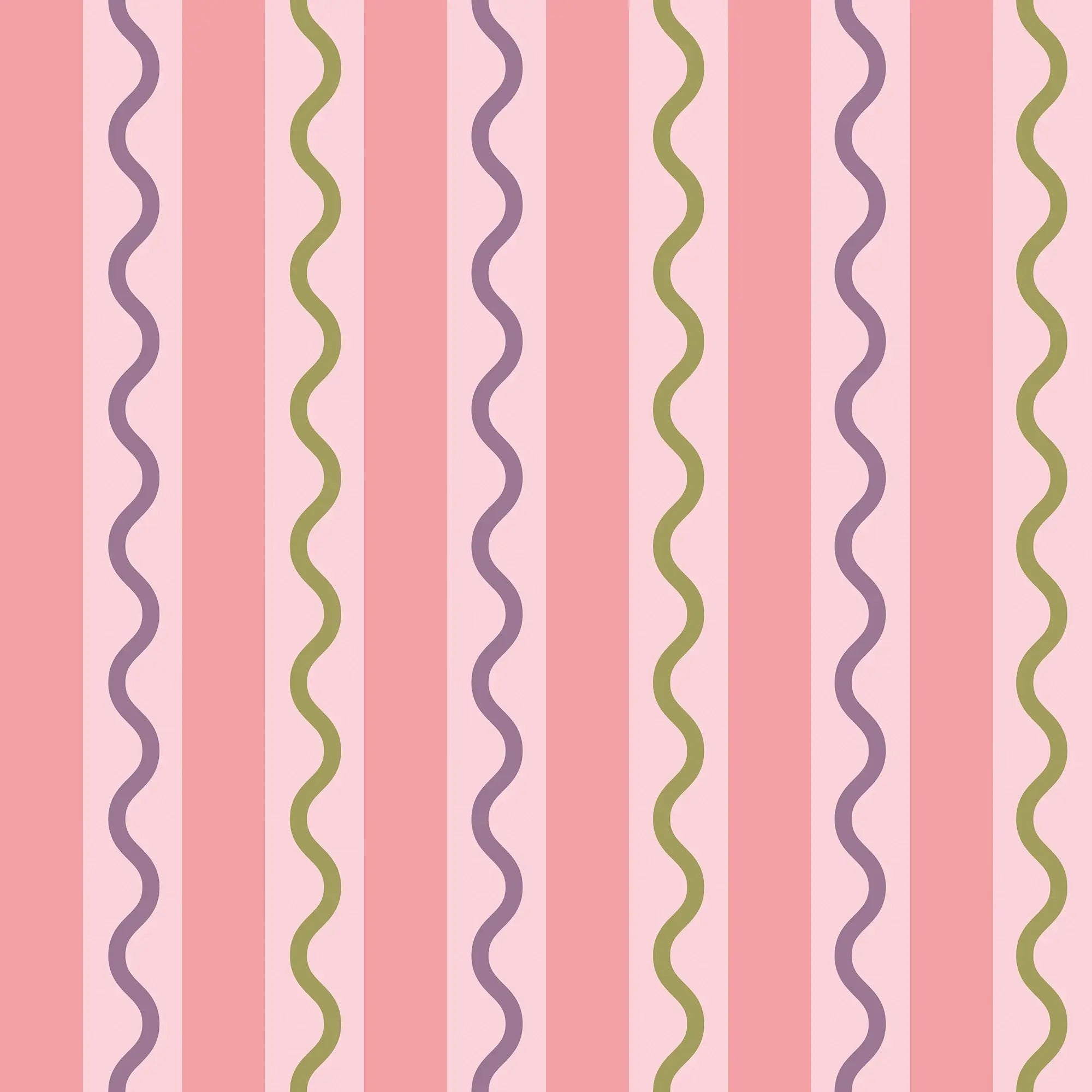 Straight and Wiggle Wallpaper in Pink and Lilac