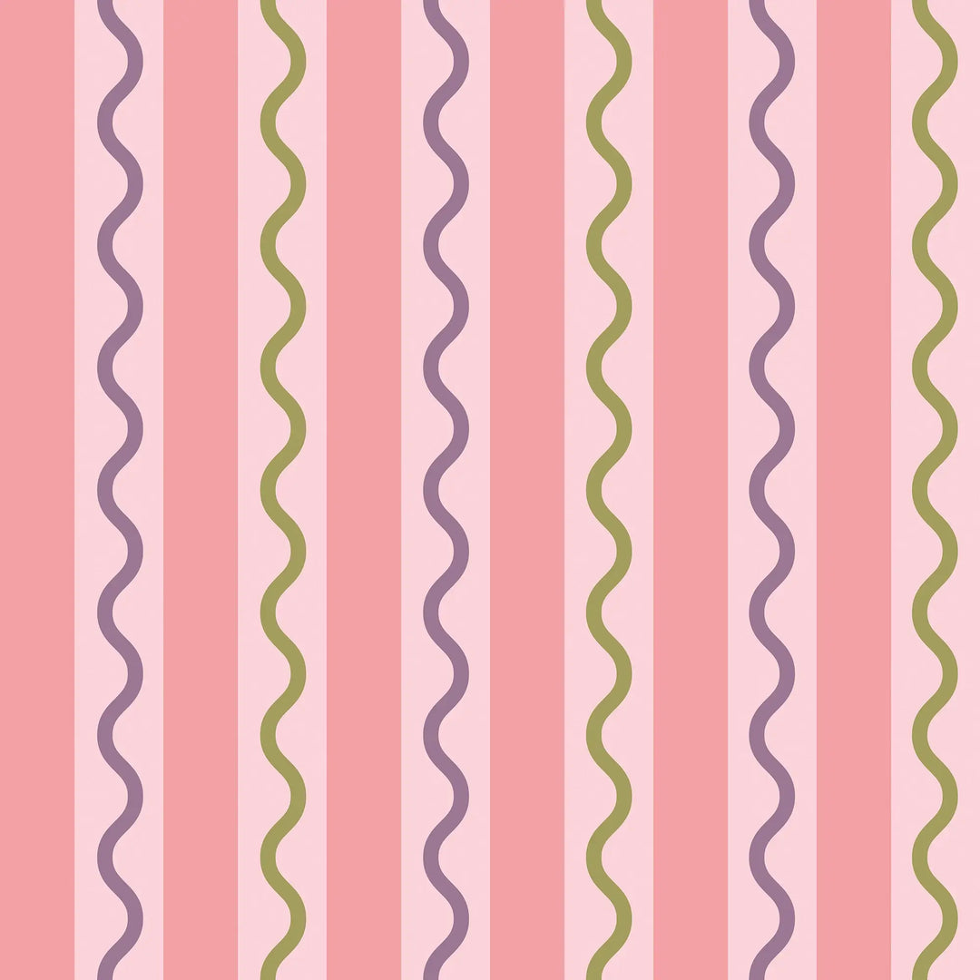 Straight and Wiggle Wallpaper in Pink and Lilac