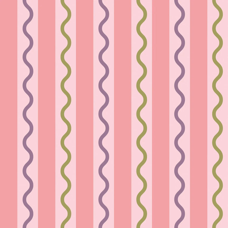 Straight and Wiggle Wallpaper in Pink and Lilac