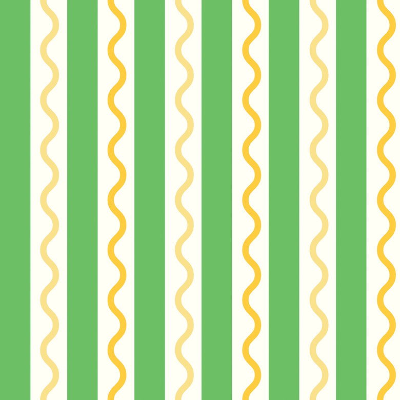 Straight and Wiggle Wallpaper in Apple Green and Seville Orange