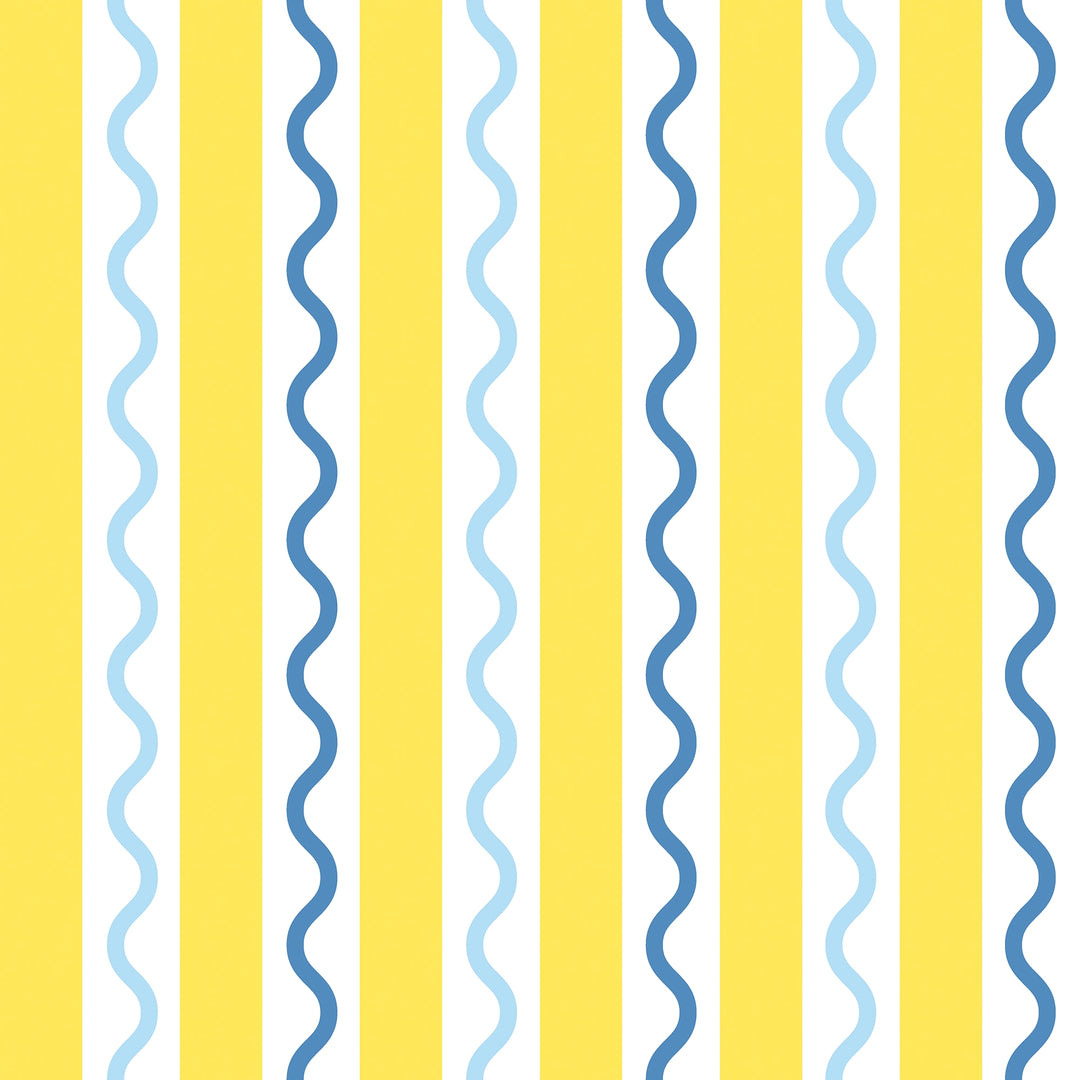 Straight and Wiggle Wallpaper in Lemon and Blueberry